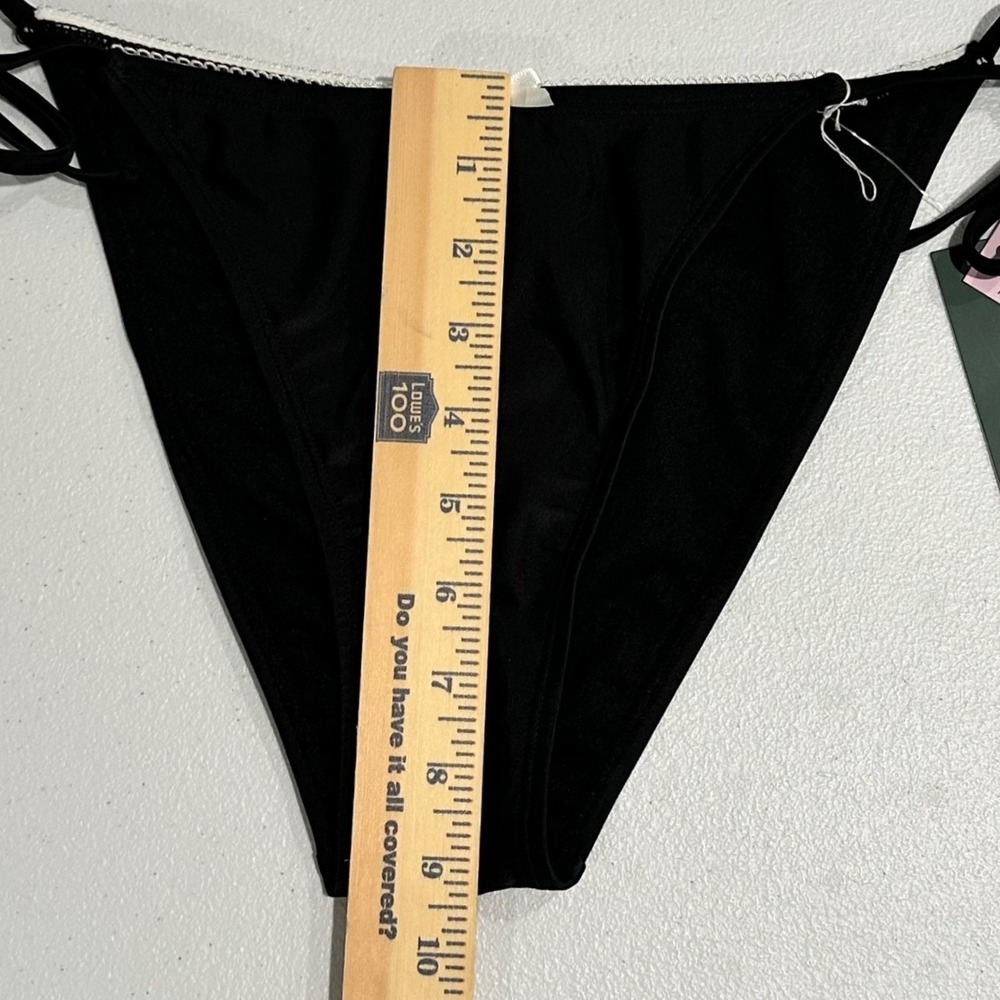 Wild Fable Black Side Tie Bikini Bottom Extra Cheeky High Leg Small NEW - Picture 10 of 11